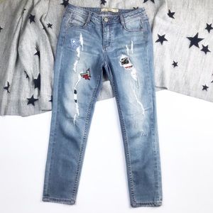 Cache Jeans My Pretty Denim Patches High Rise Crop
